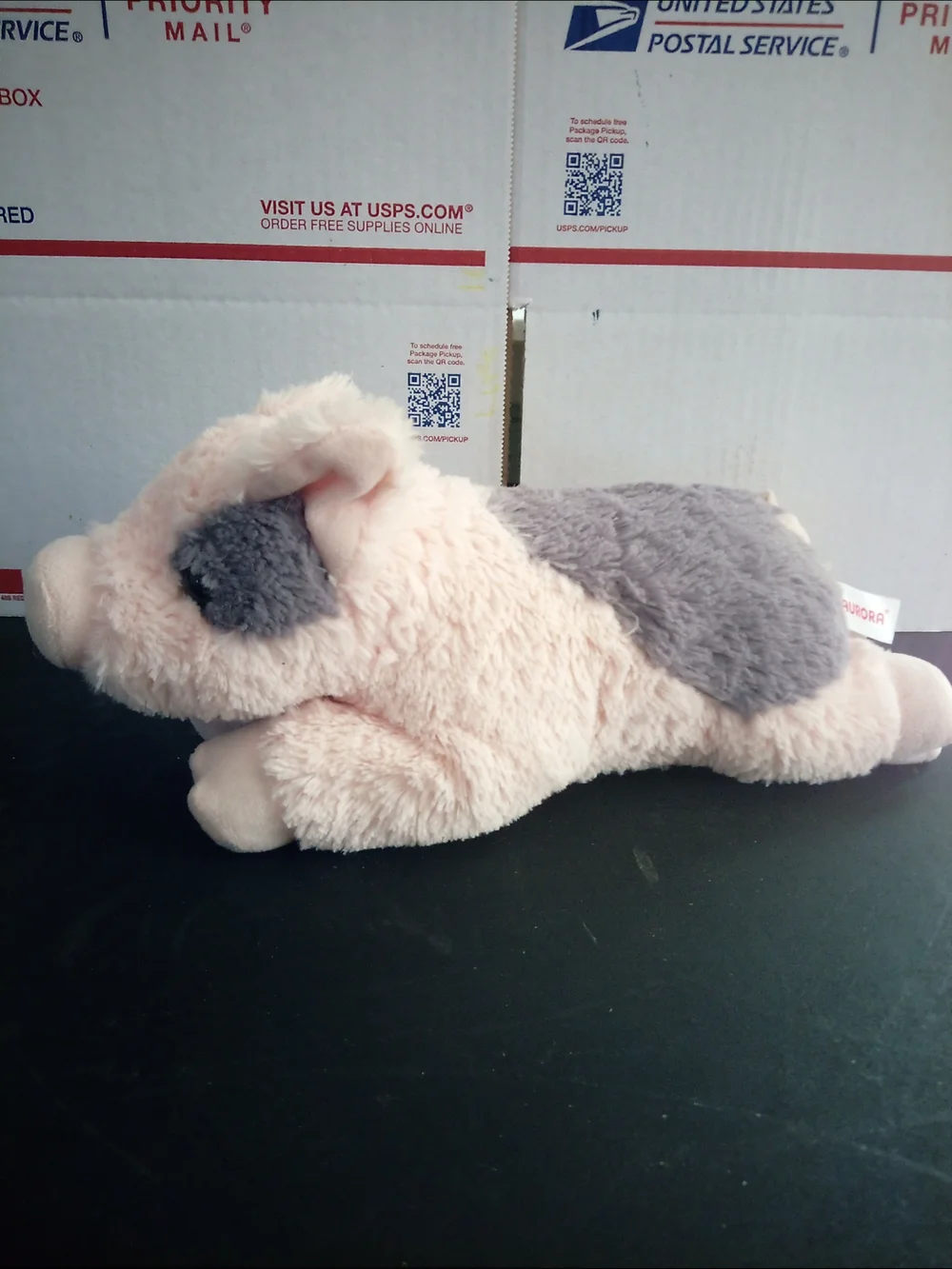 Aurora Plush Pink and Gray Pig Stuffed Animal - Soft Small Pet Toy
